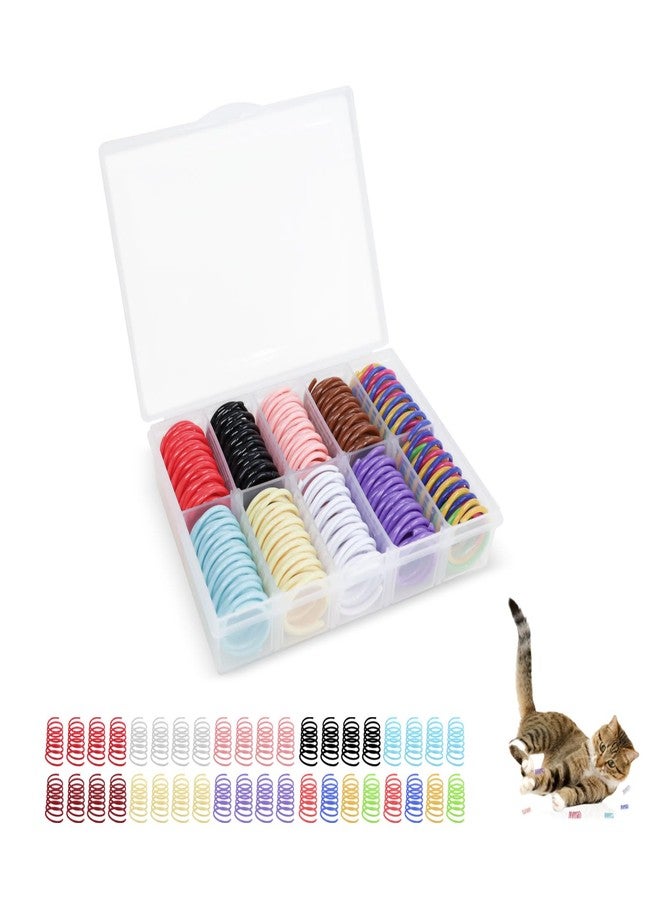 Andiker 40pcs Cat Spring Toys, Colorful Plastic Cat Spiral Toy to Release Energy and Keep Fit Bounce with a Storage Box Interactive Cat Toy for Swatting, Biting, Hunting Kitten Toys - Image 1